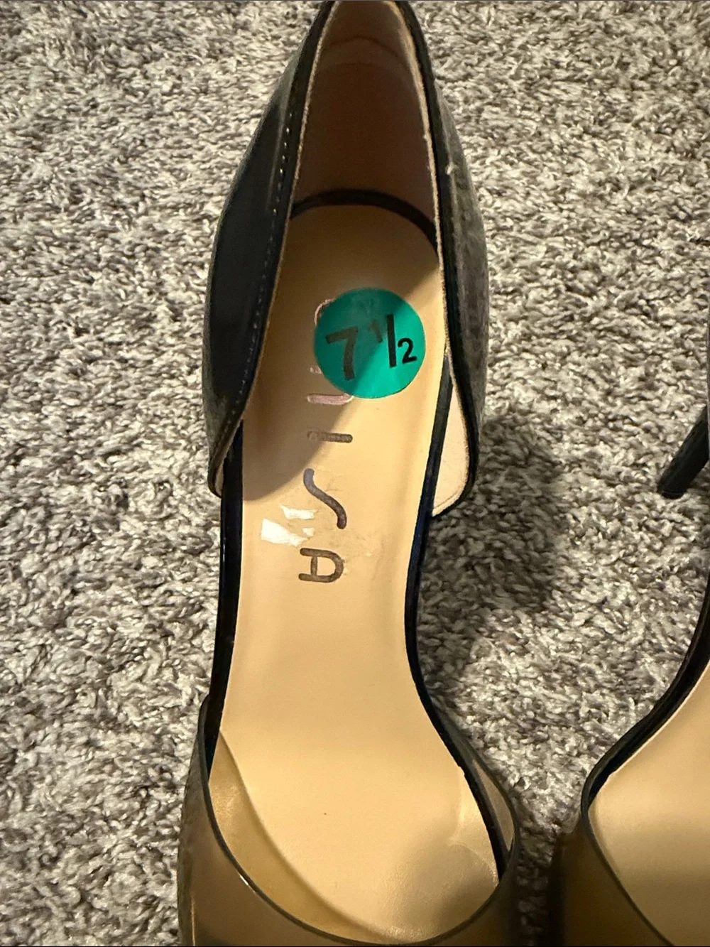 Unisa Black Patent D'Orsay Heels with Smoky Transparent Band